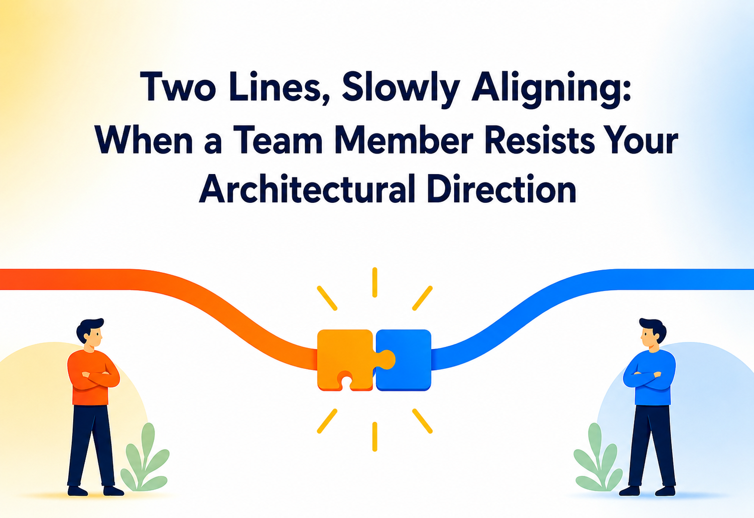 Two Lines, Slowly Aligning When a Team Member Resists Your Architectural Direction