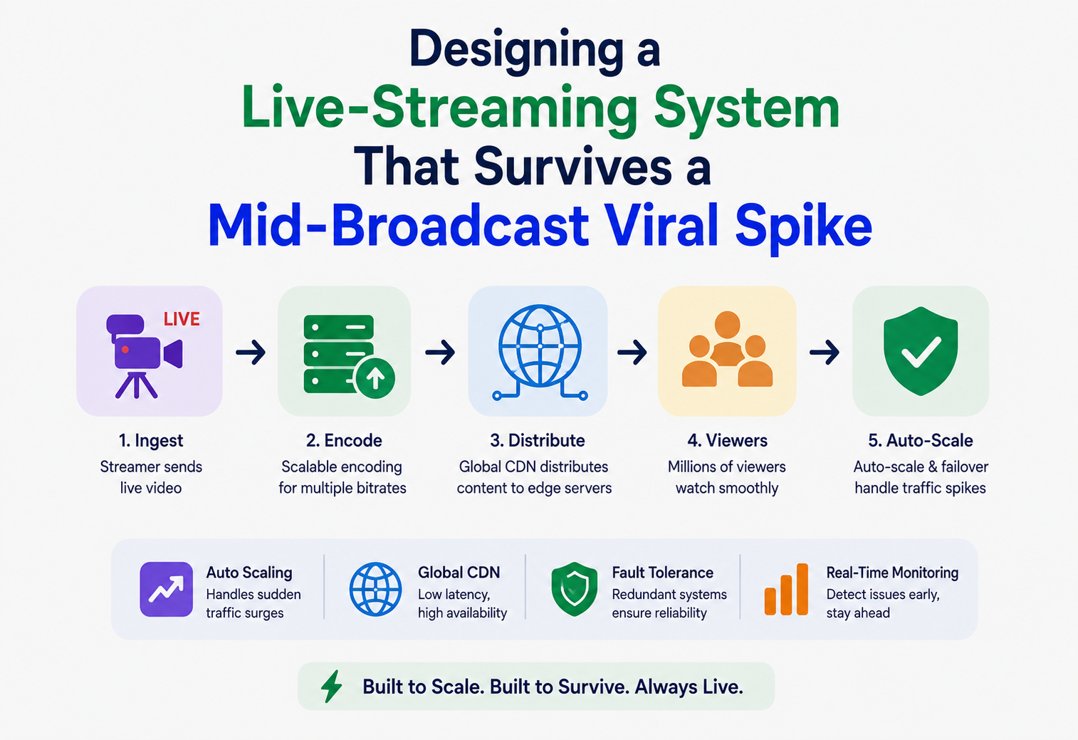 Designing a Live-Streaming System That Survives a Mid-Broadcast Viral Spike