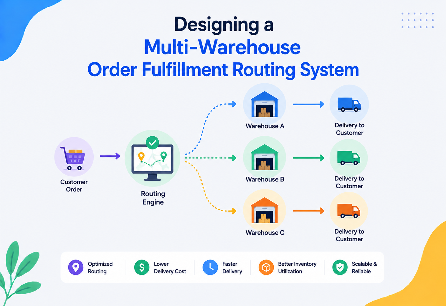 Designing a Multi-Warehouse Order Fulfillment Routing System